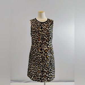 J.Crew Women’s Leopard Print Sheath Dress Size 10 Sleeveless Knee Length